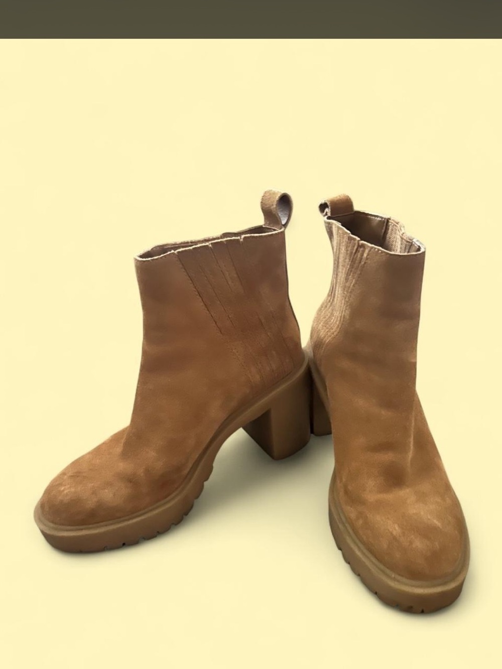 Dolce Vita Cognac Suede Block Heel Chelsea Boots